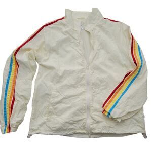 Pride Windbreaker Cream Red Blue Orange Yellow 4 Stripe Rainbow Large Retro